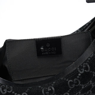 Gucci 1997 Black GG Suede Shoulder Bag