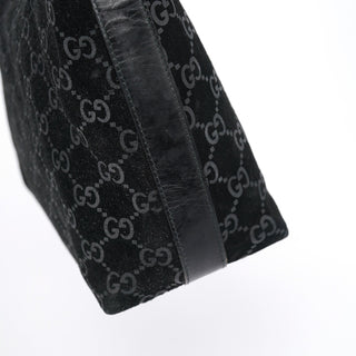 Gucci 1997 Black GG Suede Shoulder Bag