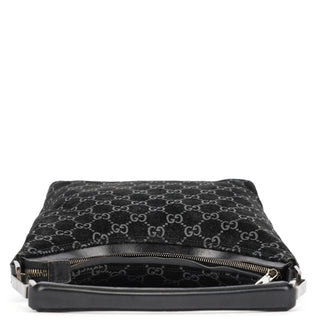 Gucci 1997 Black GG Suede Shoulder Bag