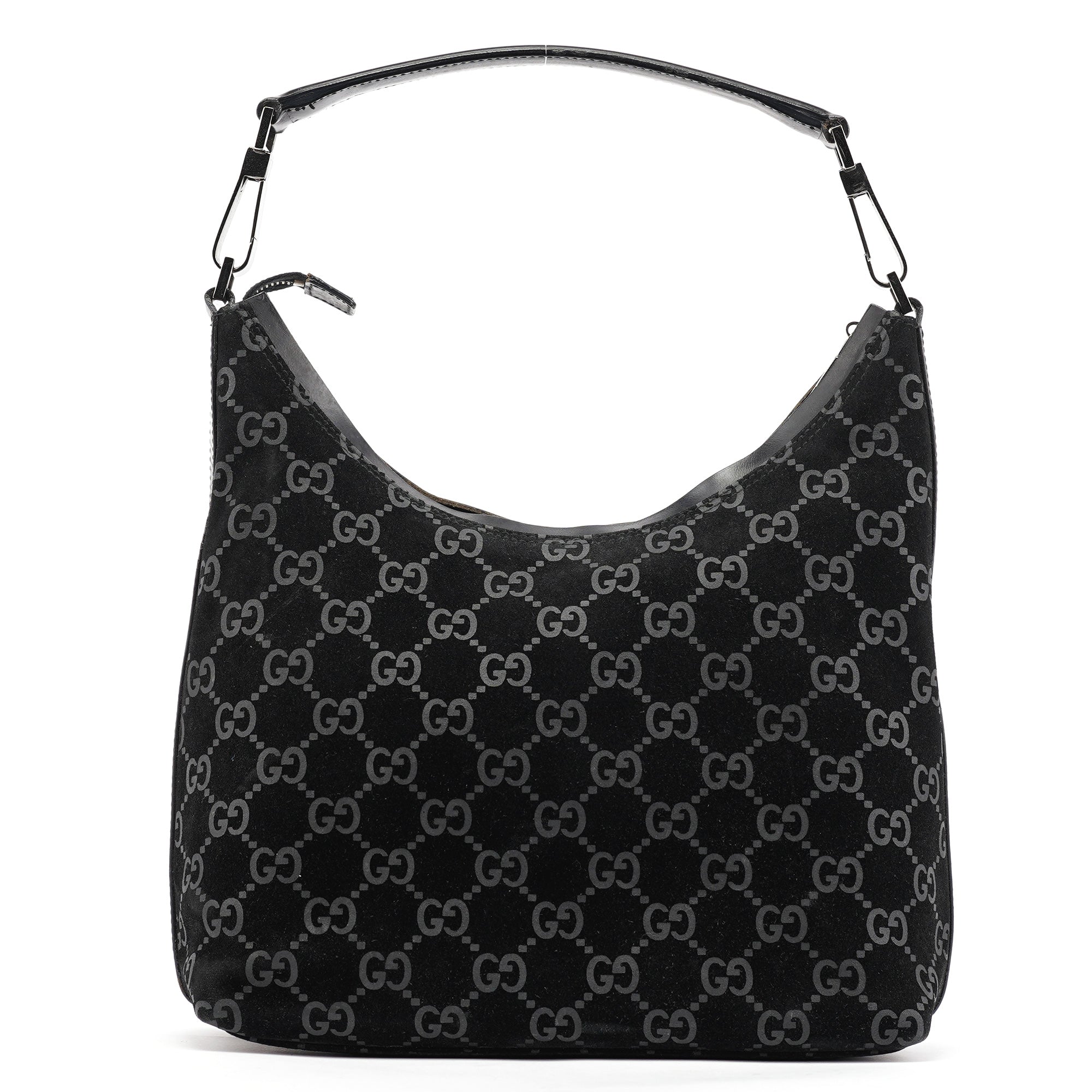 Gucci 1997 Sac porté épaule en daim GG noir