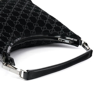 Gucci 1997 Black GG Suede Shoulder Bag
