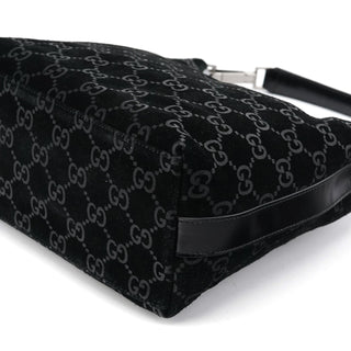 Gucci 1997 Black GG Suede Shoulder Bag
