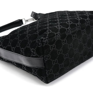 Gucci 1997 Black GG Suede Shoulder Bag