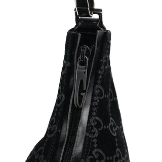 Gucci 1997 Black GG Suede Shoulder Bag