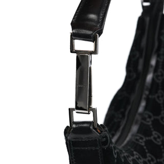 Gucci 1997 Black GG Suede Shoulder Bag