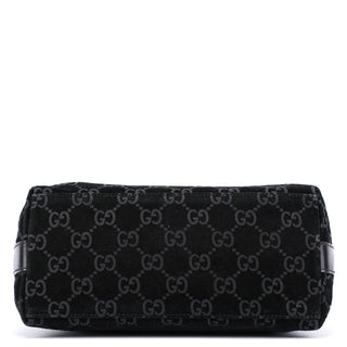 Gucci 1997 Black GG Suede Shoulder Bag