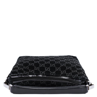 Gucci 1997 Black GG Suede Shoulder Bag