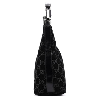 Gucci 1997 Black GG Suede Shoulder Bag
