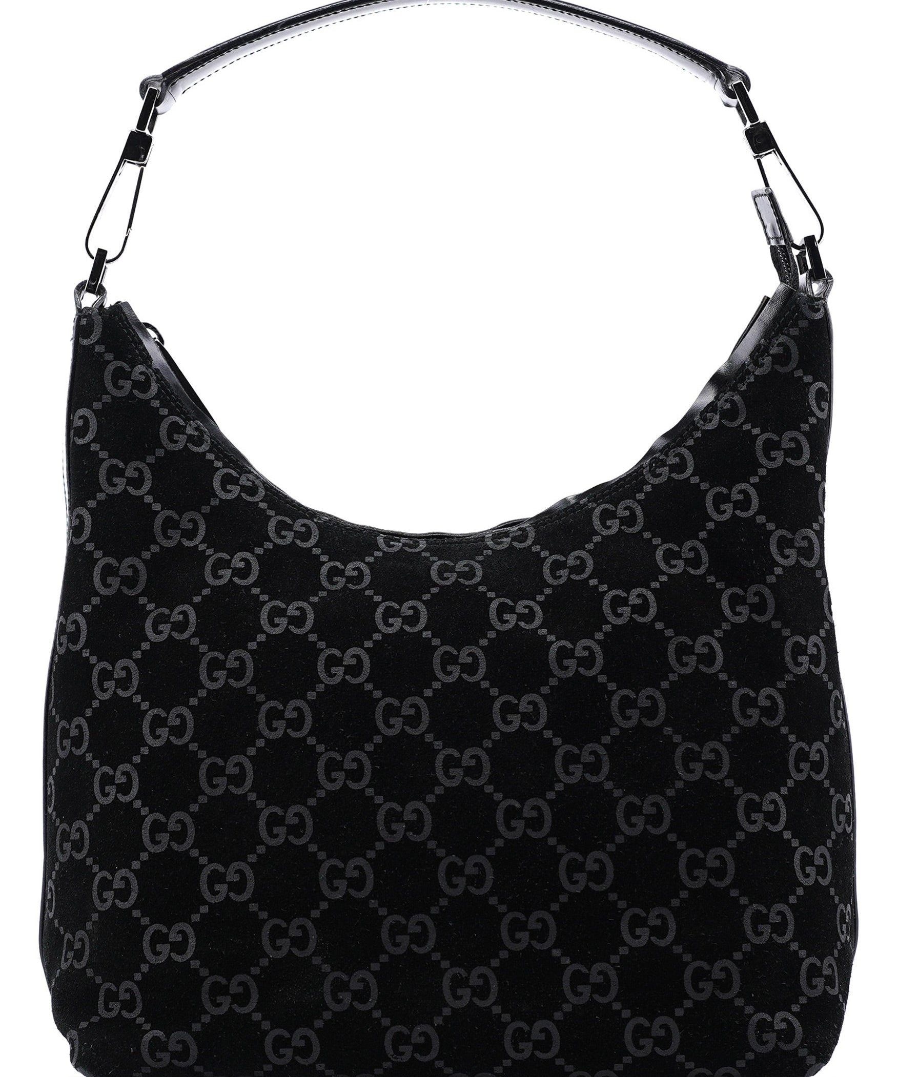 Gucci 1997 Borsa a spalla in camoscio GG nero