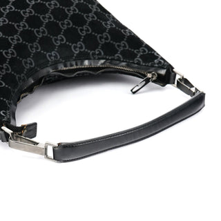 Gucci 1997 Black GG Suede Shoulder Bag