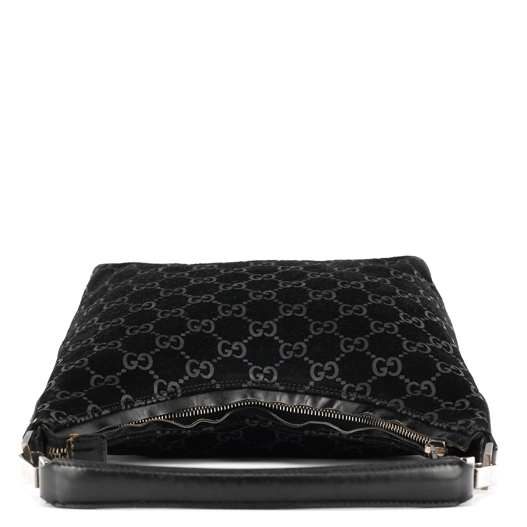 Gucci 1997 Sac porté épaule en daim GG noir