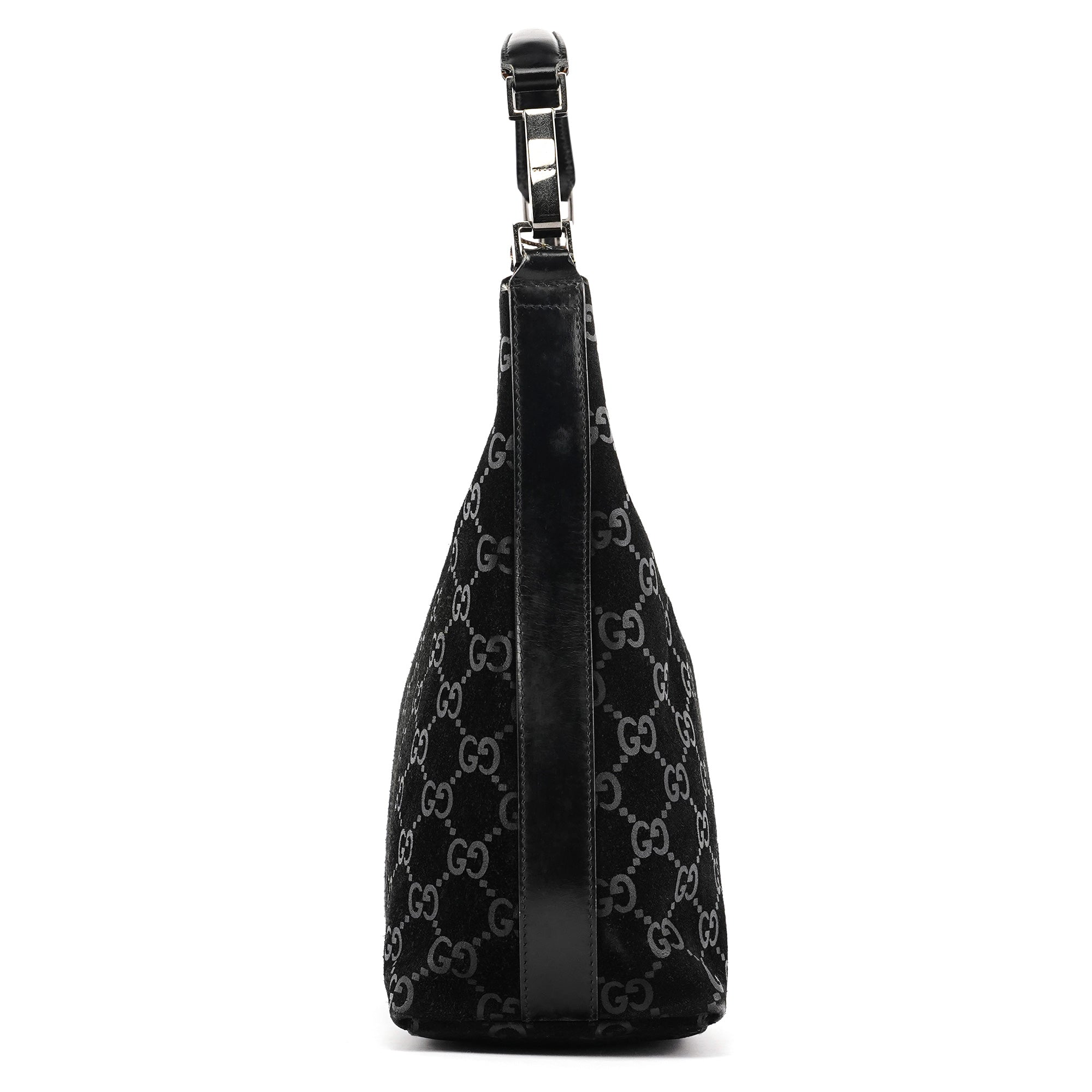 Gucci 1997 Sac porté épaule en daim GG noir