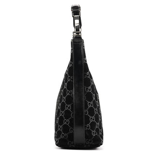Gucci 1997 Black GG Suede Shoulder Bag