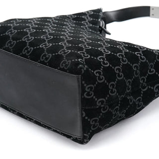 Gucci 1997 Black GG Suede Shoulder Bag