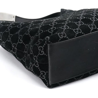 Gucci 1997 Black GG Suede Shoulder Bag