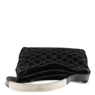 Gucci 1997 Black GG Suede Shoulder Bag