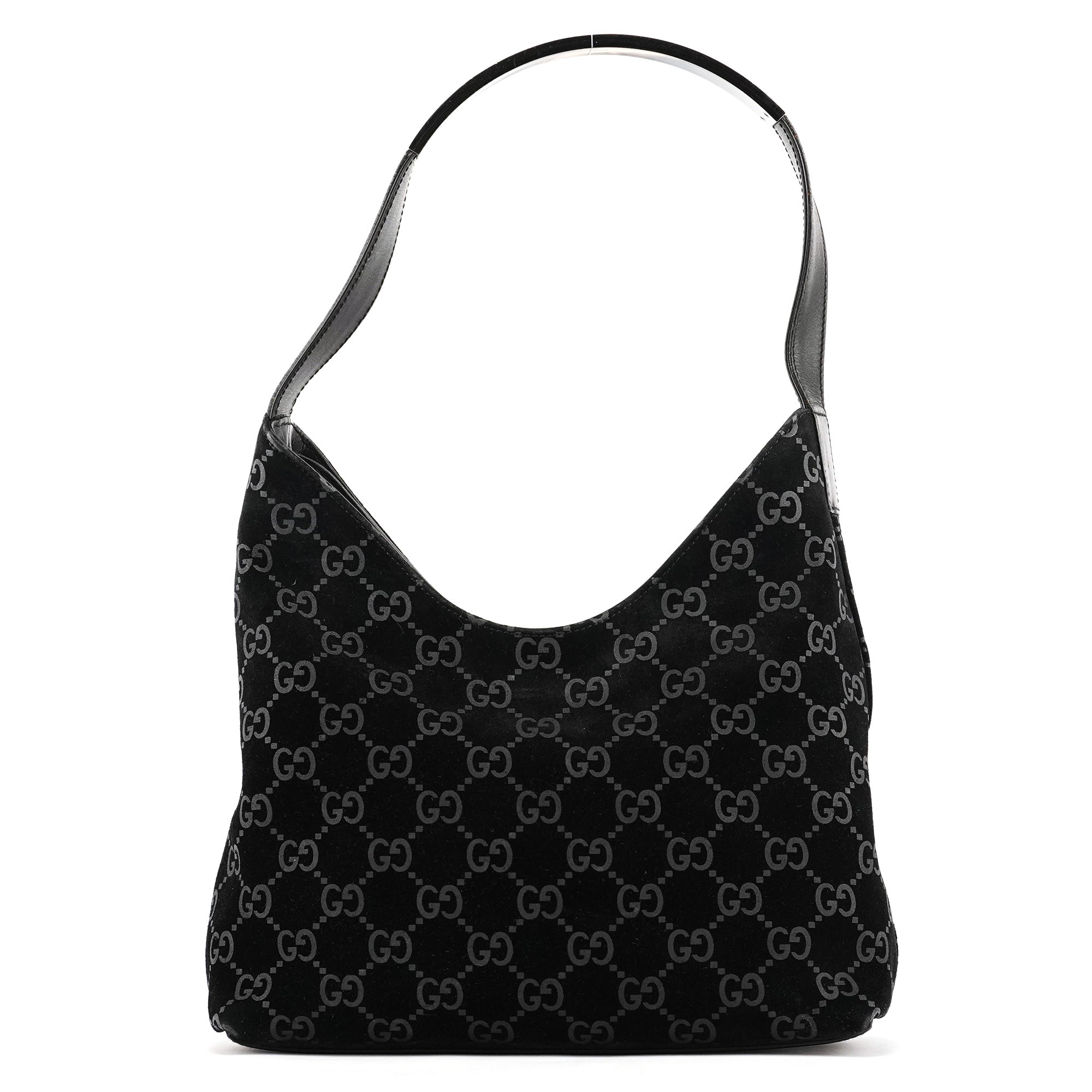 Gucci 1997 Sac porté épaule en daim GG noir