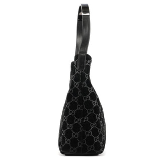 Gucci 1997 Black GG Suede Shoulder Bag