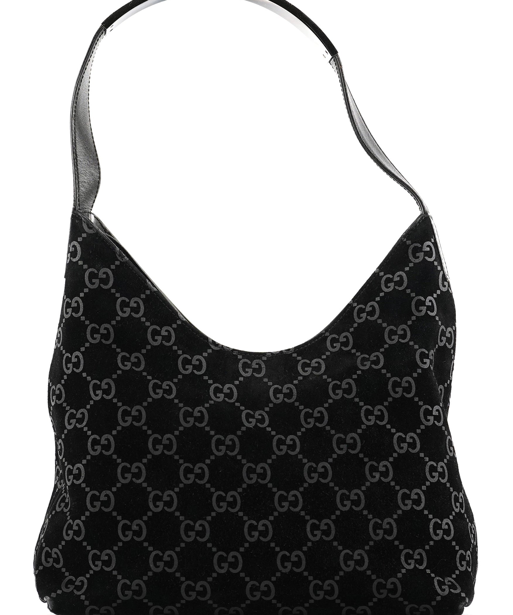 Gucci 1997 Sac porté épaule en daim GG noir