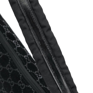 Gucci 1997 Black GG Suede Shoulder Bag