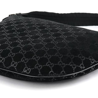 Gucci 1997 Black GG Suede Shoulder Bag