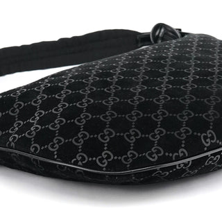 Gucci 1997 Black GG Suede Shoulder Bag