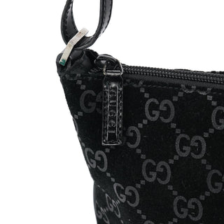Gucci 1997 Black GG Suede Shoulder Bag