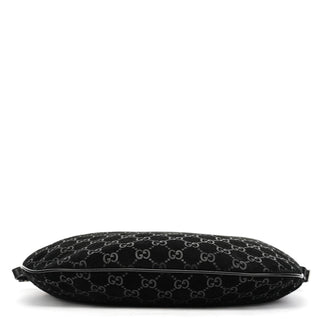 Gucci 1997 Black GG Suede Shoulder Bag