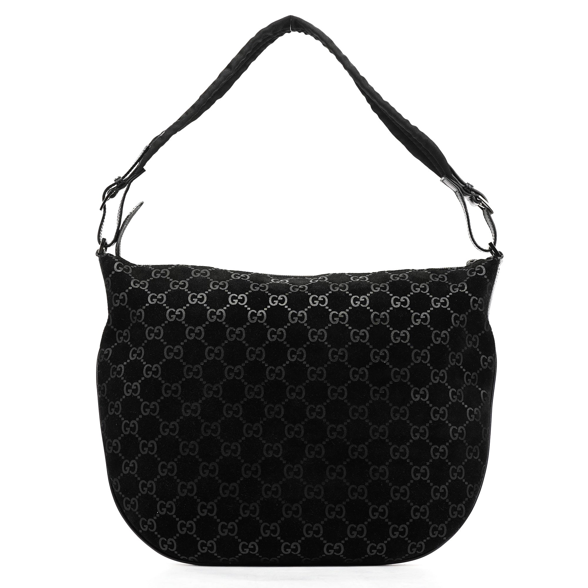 Gucci 1997 Sac porté épaule en daim GG noir