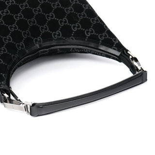 Gucci 1997 Black GG Suede Shoulder Bag