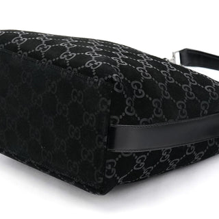 Gucci 1997 Black GG Suede Shoulder Bag