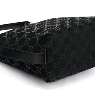 Gucci 1997 Black GG Suede Shoulder Bag