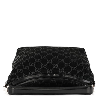 Gucci 1997 Black GG Suede Shoulder Bag