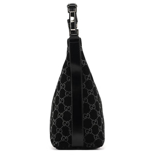 Gucci 1997 Black GG Suede Shoulder Bag