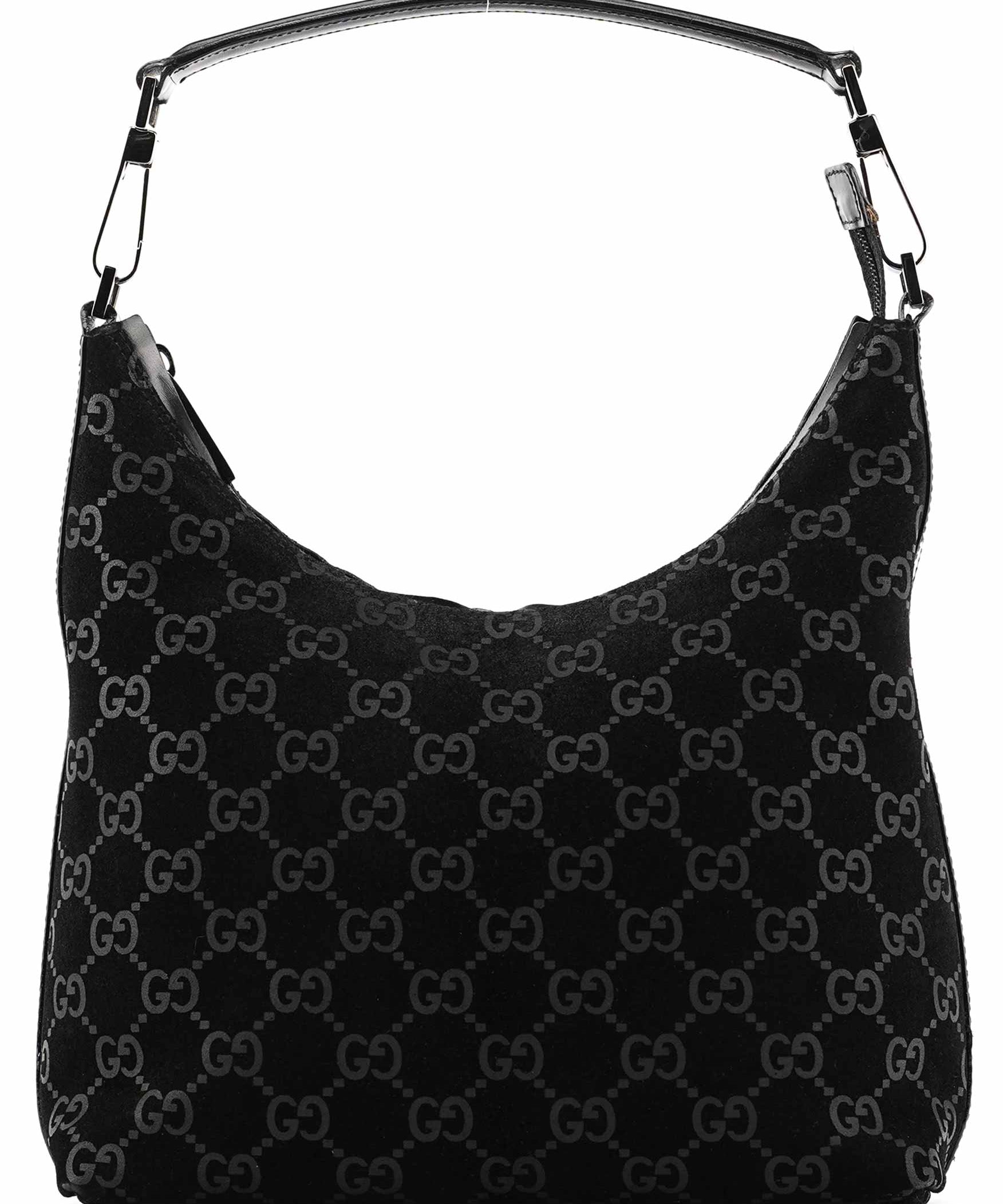 Gucci 1997 GG Suede skuldertaske i sort ruskind