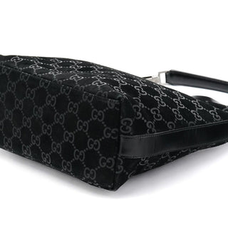 Gucci 1997 Black GG Suede Shoulder Bag
