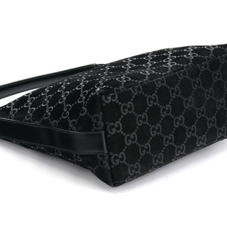 Gucci 1997 Black GG Suede Shoulder Bag