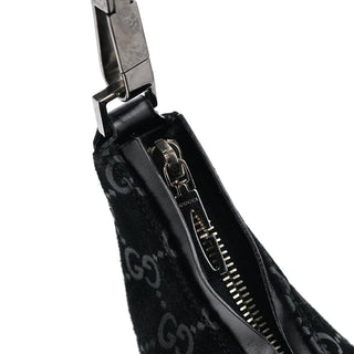 Gucci 1997 Black GG Suede Shoulder Bag