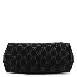 Gucci 1997 Black GG Suede Shoulder Bag