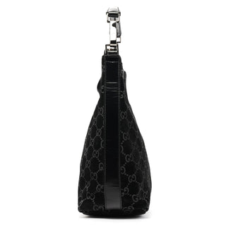 Gucci 1997 Black GG Suede Shoulder Bag