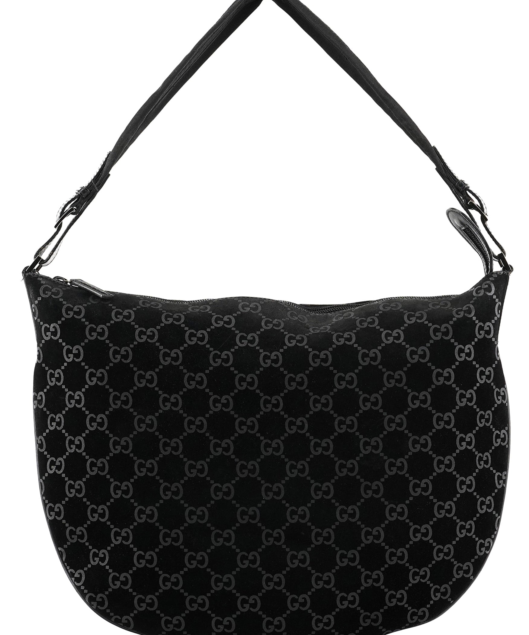 Gucci 1997 Borsa a spalla in camoscio GG nero