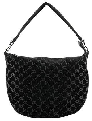 Gucci 1997 Black GG Suede Shoulder Bag