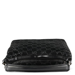 Gucci 1997 Black GG Suede Shoulder Bag