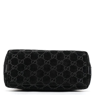 Gucci 1997 Black GG Suede Shoulder Bag