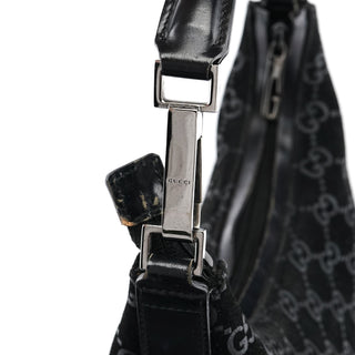 Gucci 1997 Black GG Suede Shoulder Bag