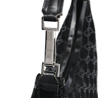 Gucci 1997 Black GG Suede Shoulder Bag