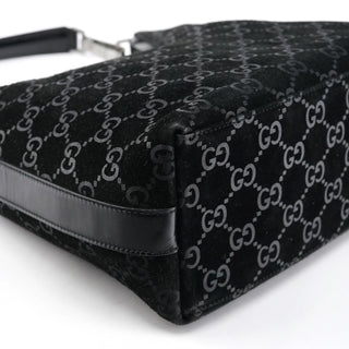 Gucci 1997 Black GG Suede Shoulder Bag