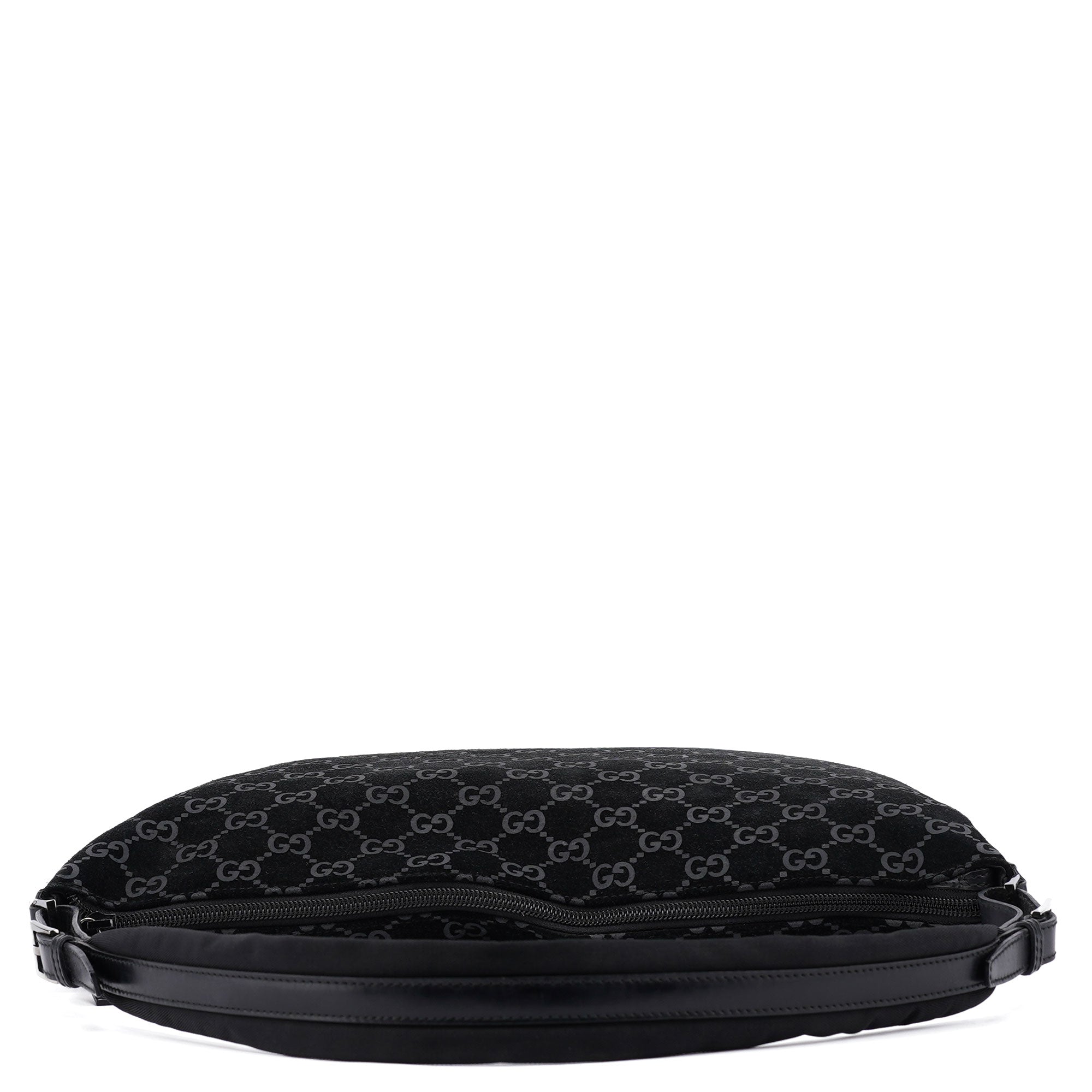 Gucci 1997 Black GG Suede Shoulder Bag