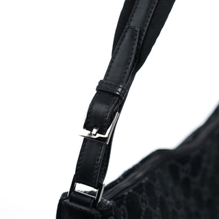 Gucci 1997 Black GG Suede Shoulder Bag