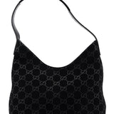 Gucci 1997 Black GG Suede Shoulder Bag